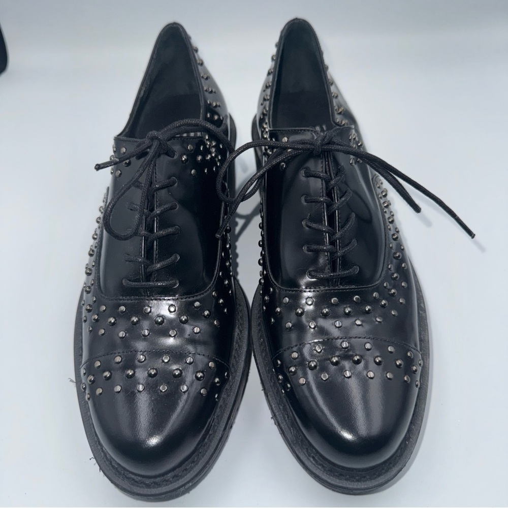 Stuart Weitzman Black Studded Platform Loafers - Picture 5 of 7